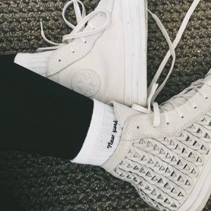 Suede Hightop Converse with Woven Design